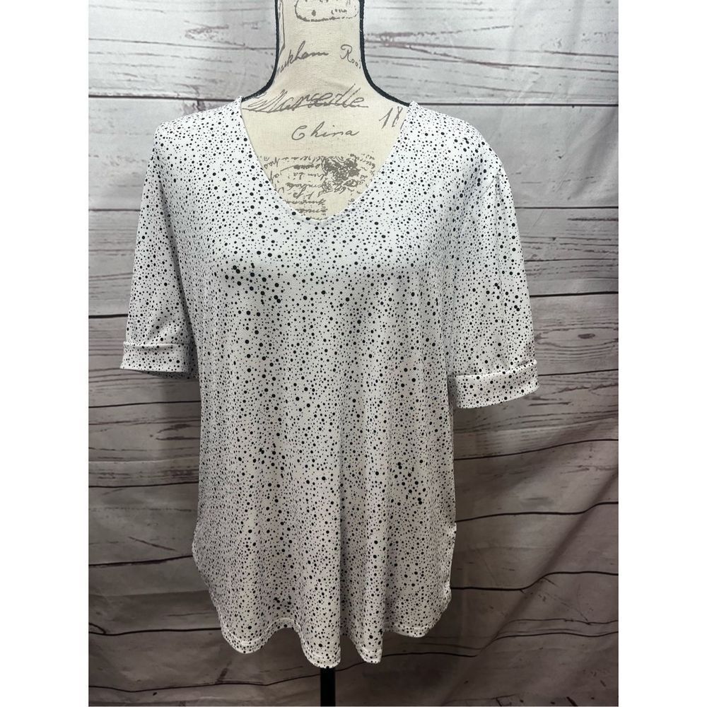 Adrianna Papell XL white blouse with black polka dots - 2702